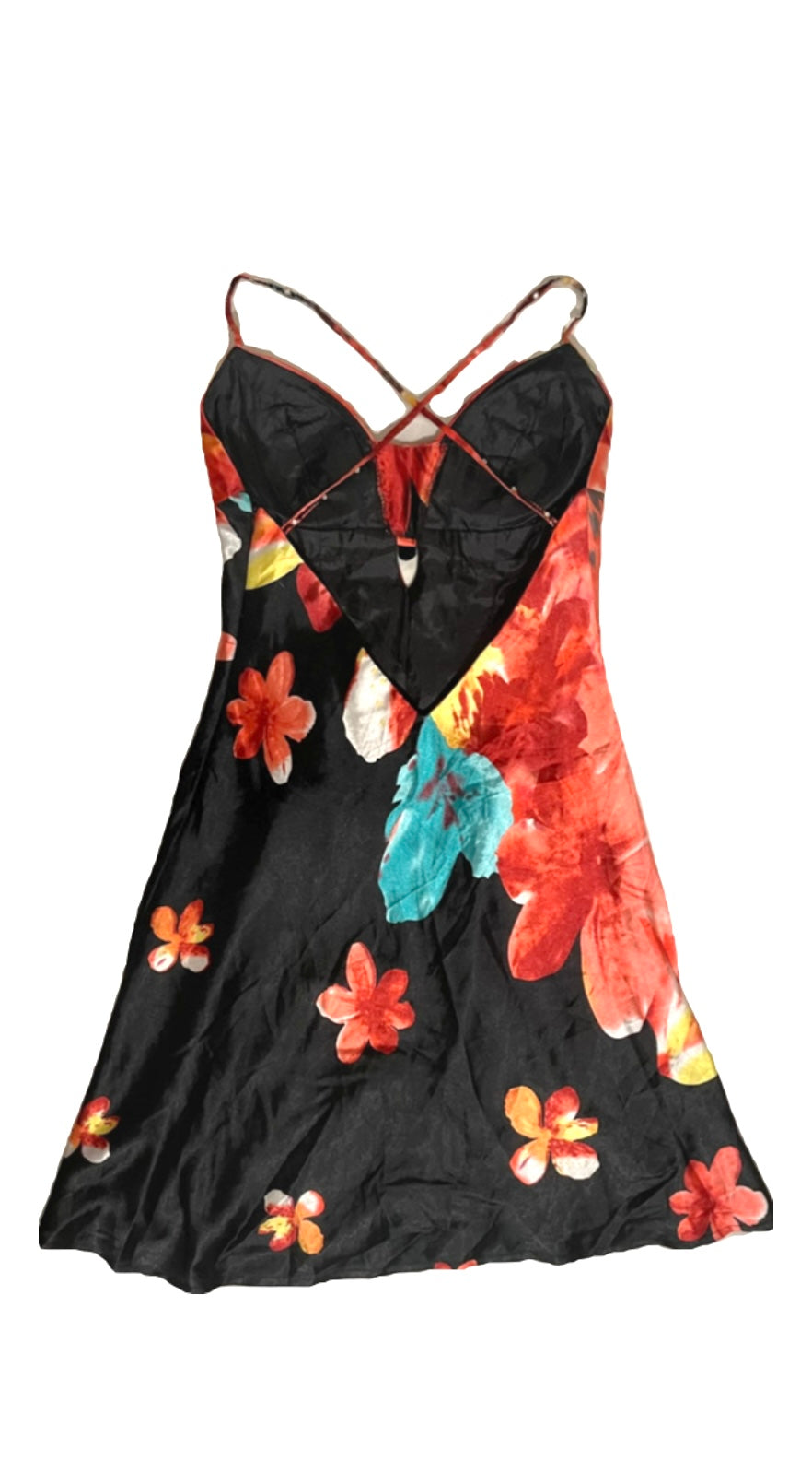 NON SIGNÉ RED FLOWERS DRESS