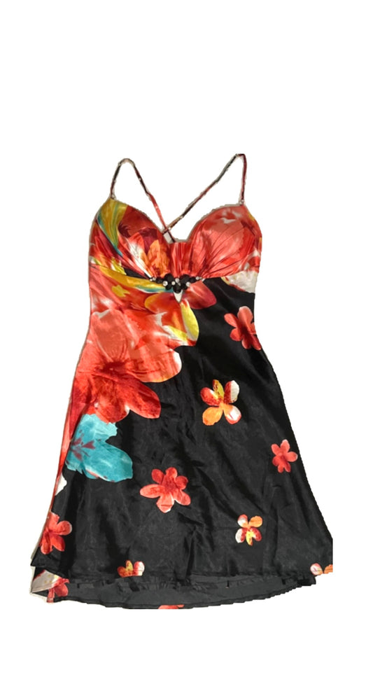 NON SIGNÉ RED FLOWERS DRESS
