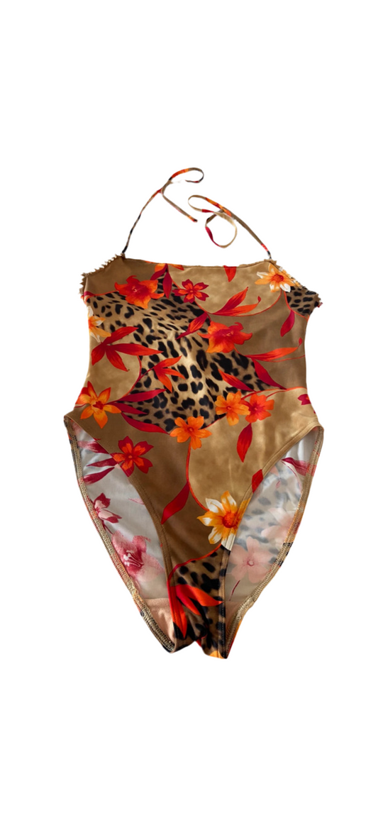 NICOLE OLIVIER LEOPARD AND FLORAL SWIMSUIT